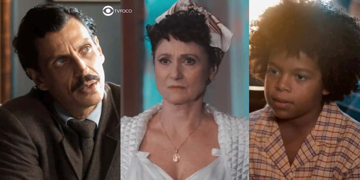 Albuquerque, Cândida e Marcelino em cenas de Amor Perfeito (Foto: Reprodução / Globo)