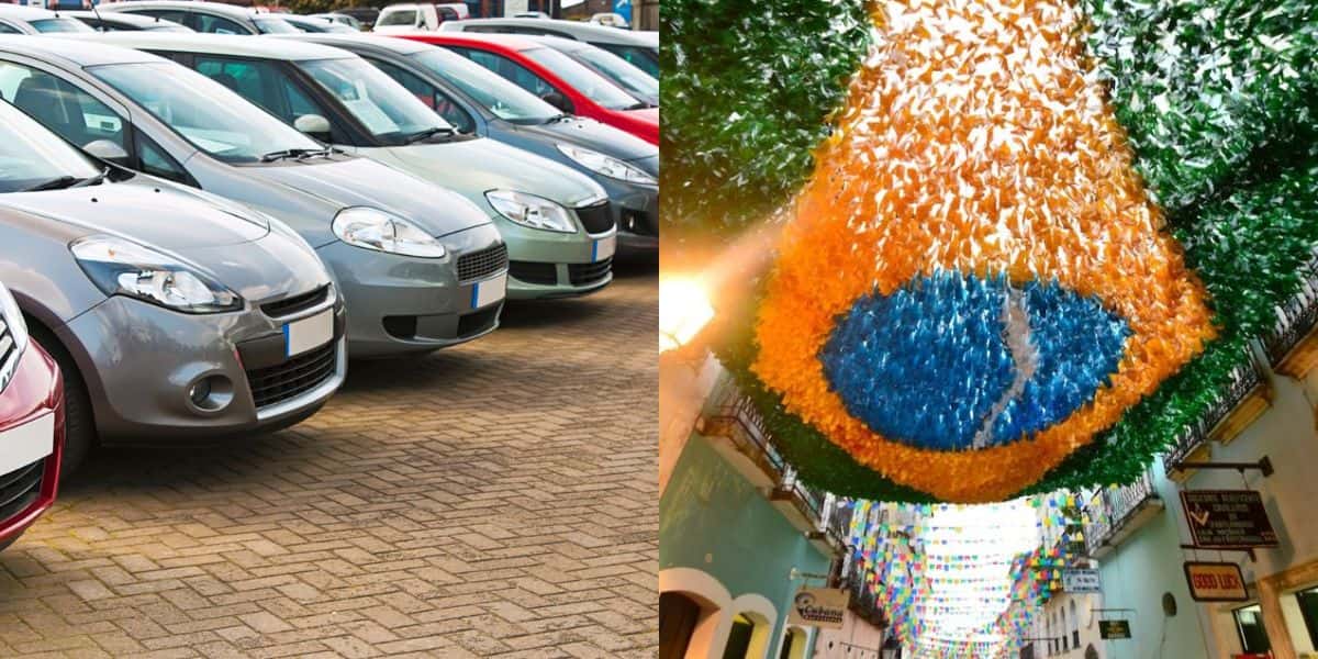 Carros populares ao lado de bandeira do Brasil (Reprodução - Internet - Pinterest)