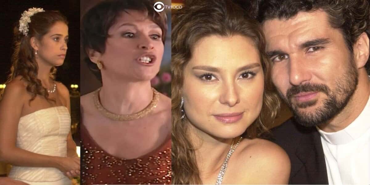 Marina, Sílvia, Estela e padre Pedro em Mulheres Apaixonadas (Foto: Reprodução / Globo / Montagem TV Foco)