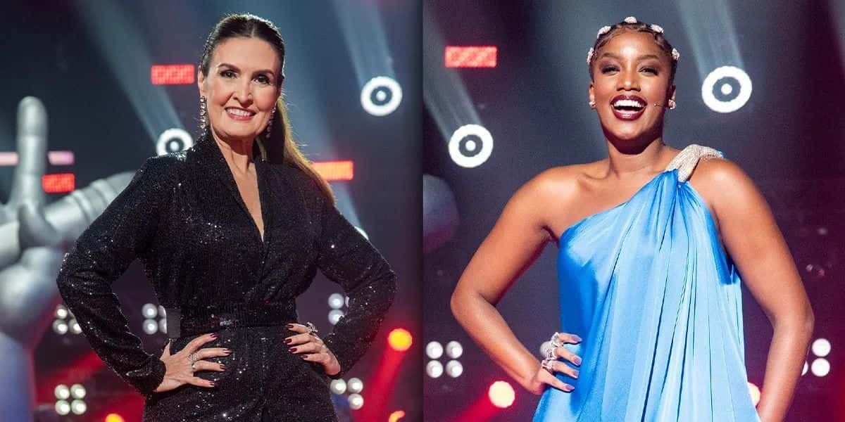 A apresentadora da Globo, Fátima Bernades e Iza no The Voice Kids - Foto Reprodução Internet