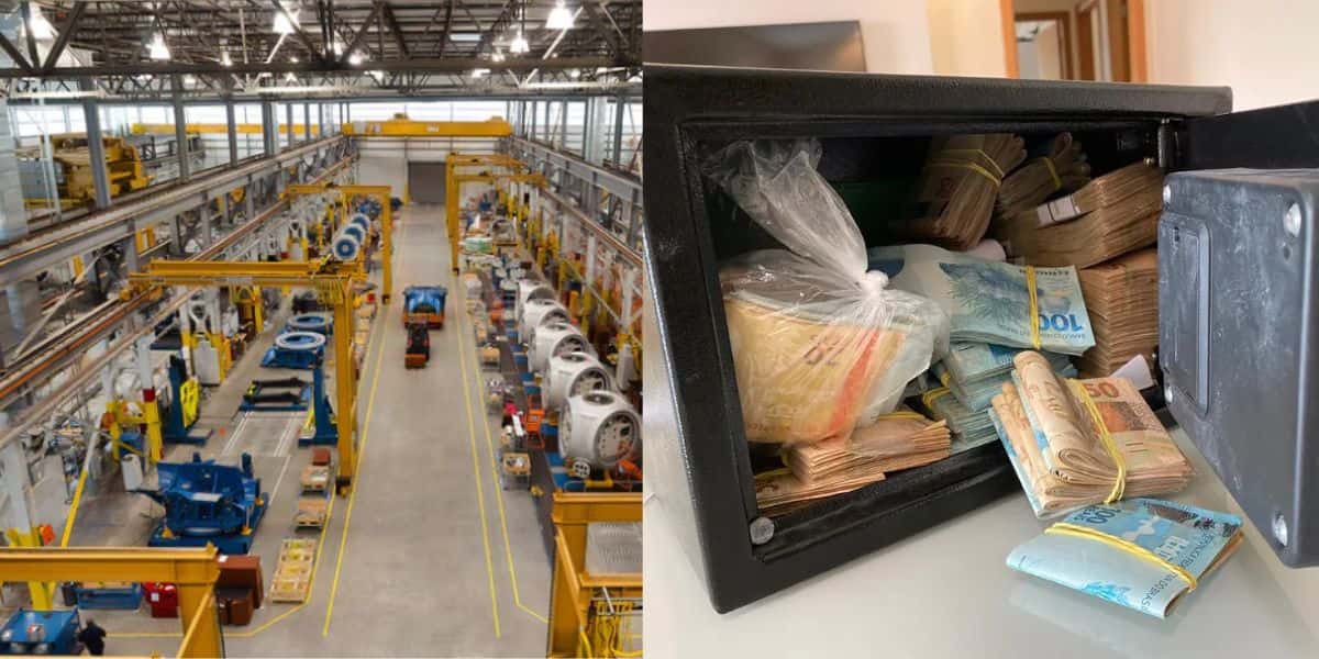 Imagem de empresa ao lado de cofre cheio de dinheiro - Foto Reprodução Internet