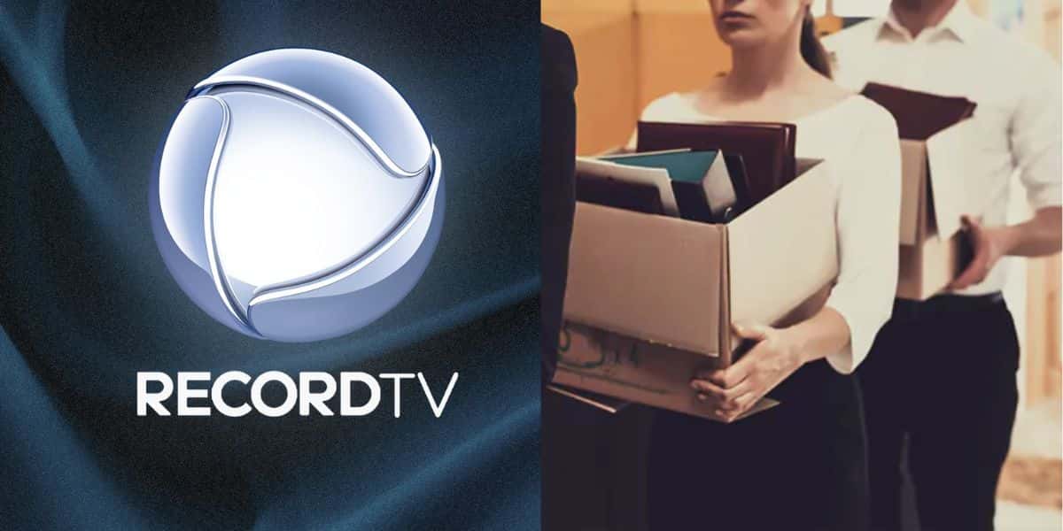Logo da Record e fila de demitidos - Foto Reprodução Internet