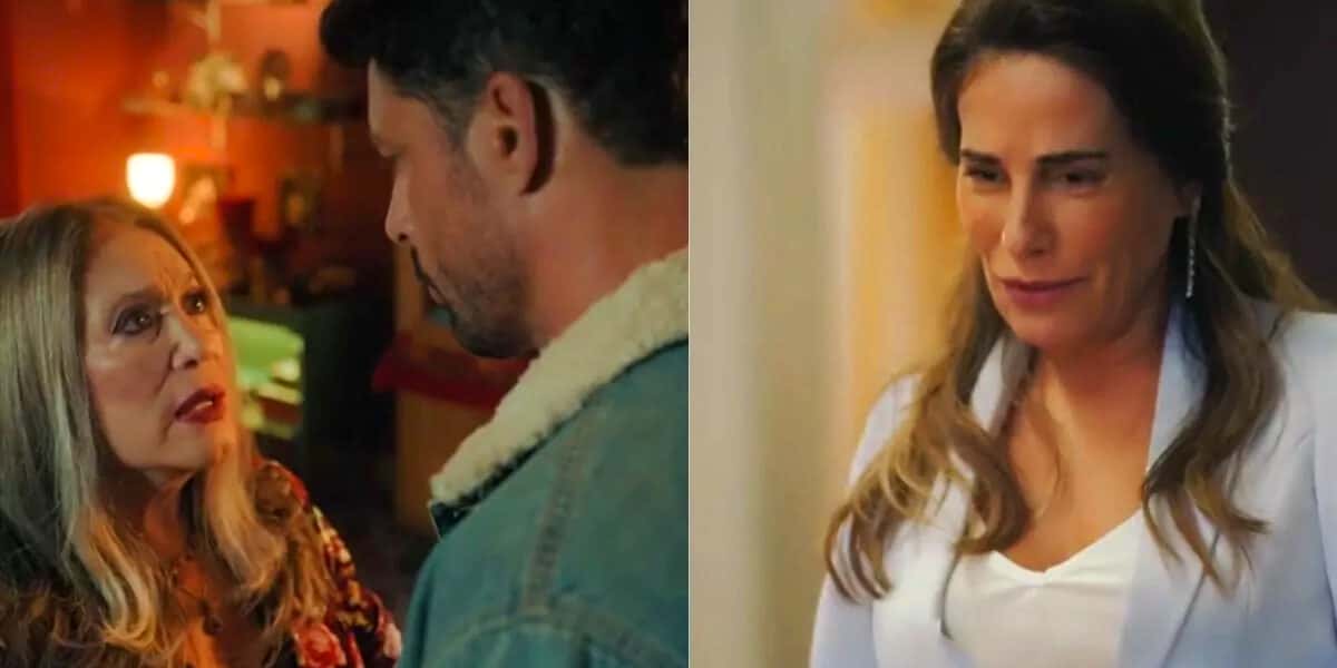 Cândida abre segredo para Caio que pode acabar com a "raça" de Irene, em Terra e Paixão, novela da Globo (Foto Reprodução/Montagem/Tv Foco)