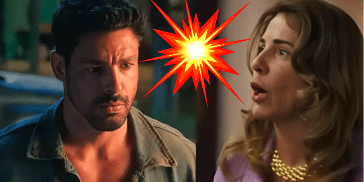 Caio confronta Irene, e explode mais um segredo sórdido da megera, em "Terra e Paixão", novela da Globo (Foto Reprodução/Montagem/Tv Foco)