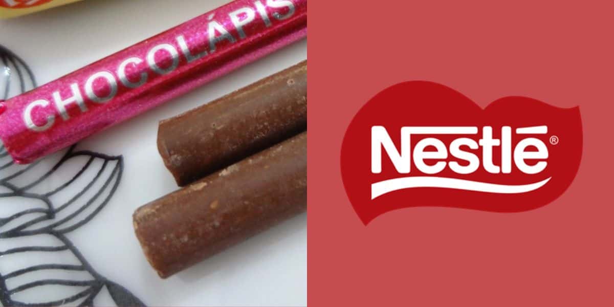 Chocolápis ao lado de logo da Nestlé (Reprodução - Internet)