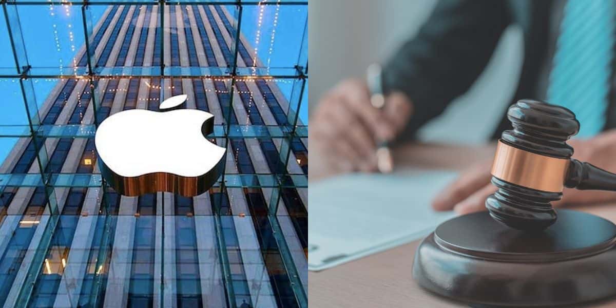 Empresa da Apple e pessoa assinando contrato (Fotos: Reproduções / Internet / Canva)