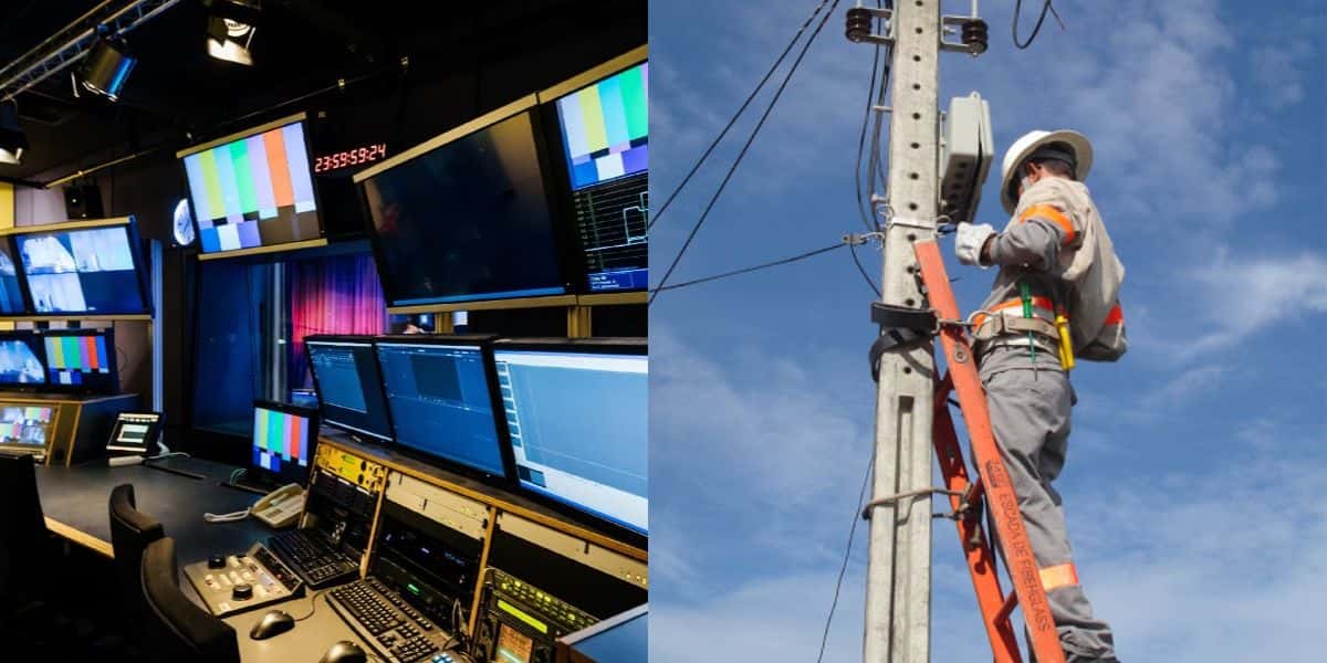 Estúdios sem energia e Luz sendo cortada em poste - Foto Reprodução Internet