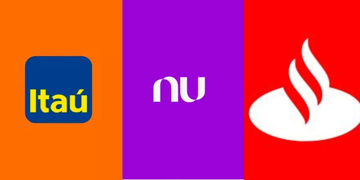 Logo do Itaú / Logo do Nubank / Logo do Santander - Montagem: TVFOCO