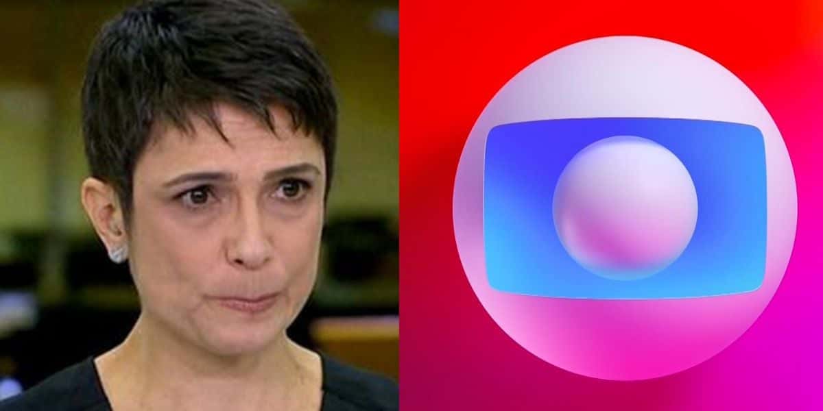 Sandra Annenberg chorando e logo da GLobo - Foto Reprodução Internet