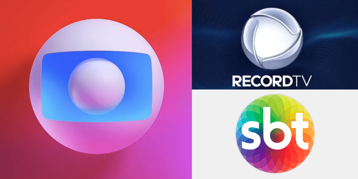 Logos da Globo, SBT e Record (Reprodução/Montagem TV Foco)