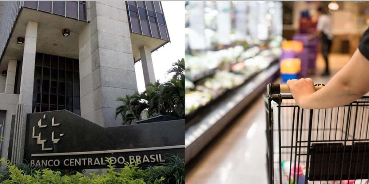 Banco Central e mulher em supermercado (Foto: Reprodução / Internet)