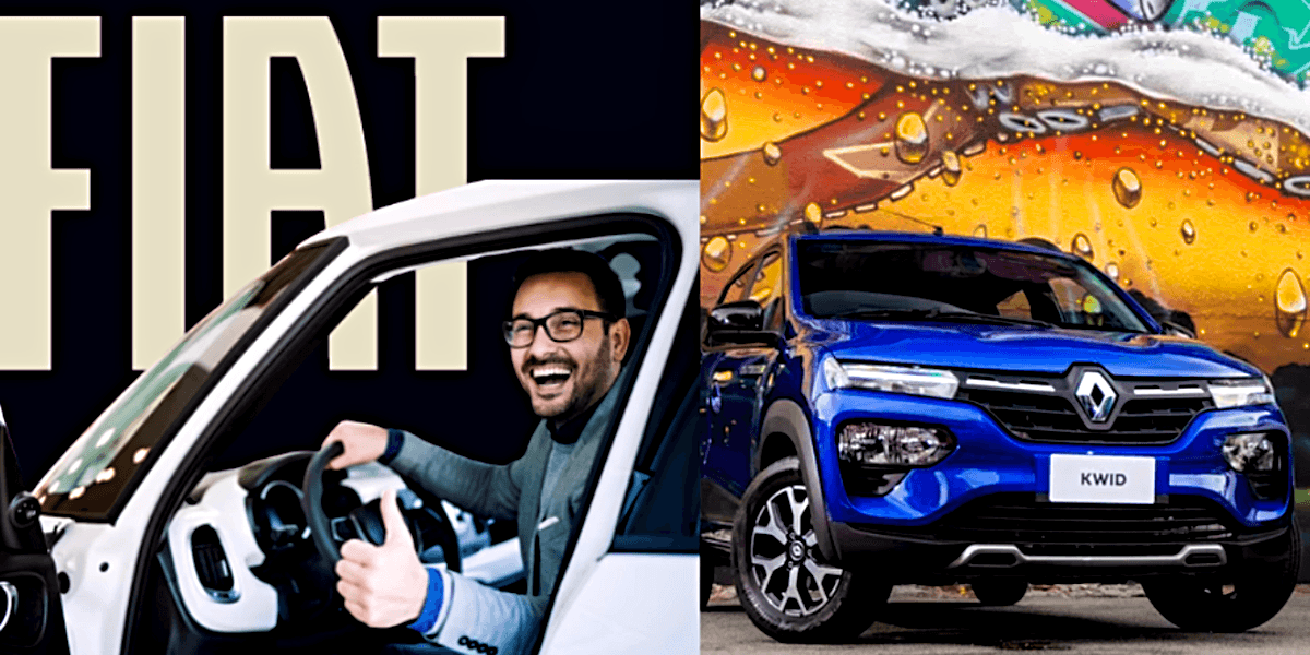 Novo carro da Fiat promete bater de frente com a concorrência como a Renault Kwid (Foto Reprodução/Montagem/Tv Foco)