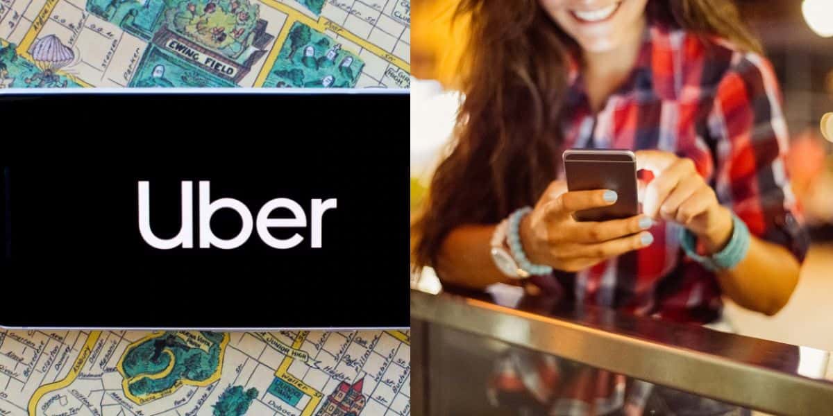 Celular com Uber e pessoa com Celular - Foto Reprodução Internet