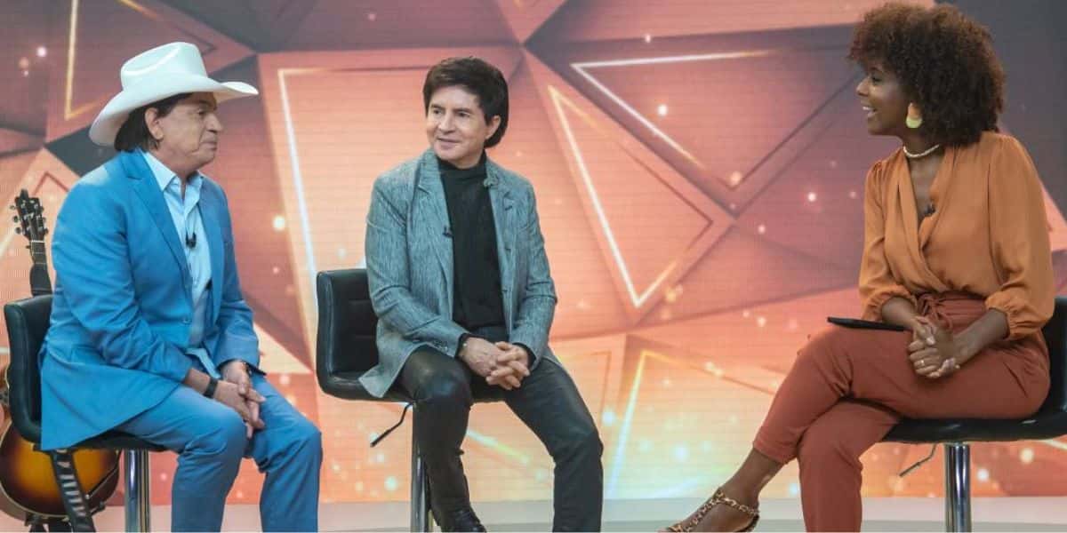 Chitaozinho e Xororó com Maju Coutinho no Fantástico - Foto: Globo