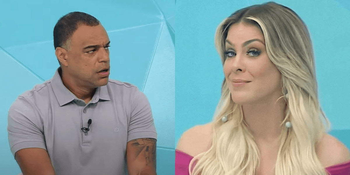 Denílson e Renata Fan no Jogo Aberto (Reprodução/Montagem TV Foco)