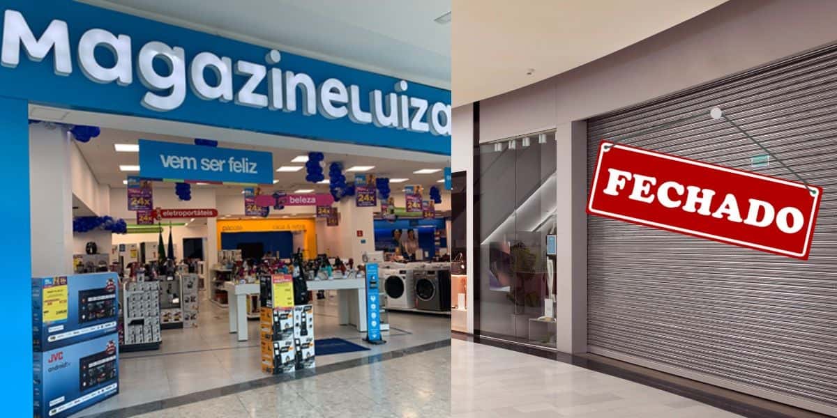 Fachada de loja da Magazine Luiza e loja fechada - Foto Reprodução Internet