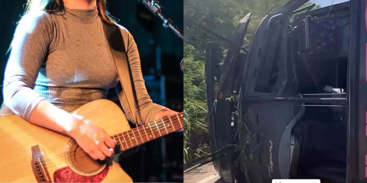 Jornal da Globo acaba de confirmar acidente de ônibus com cantora - Montagem: TVFOCO