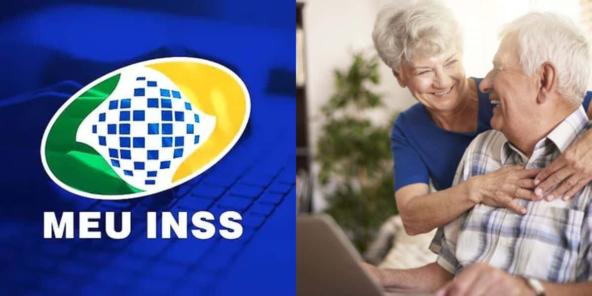 Logo do INSS e idosos felizes - Foto Reprodução Internet