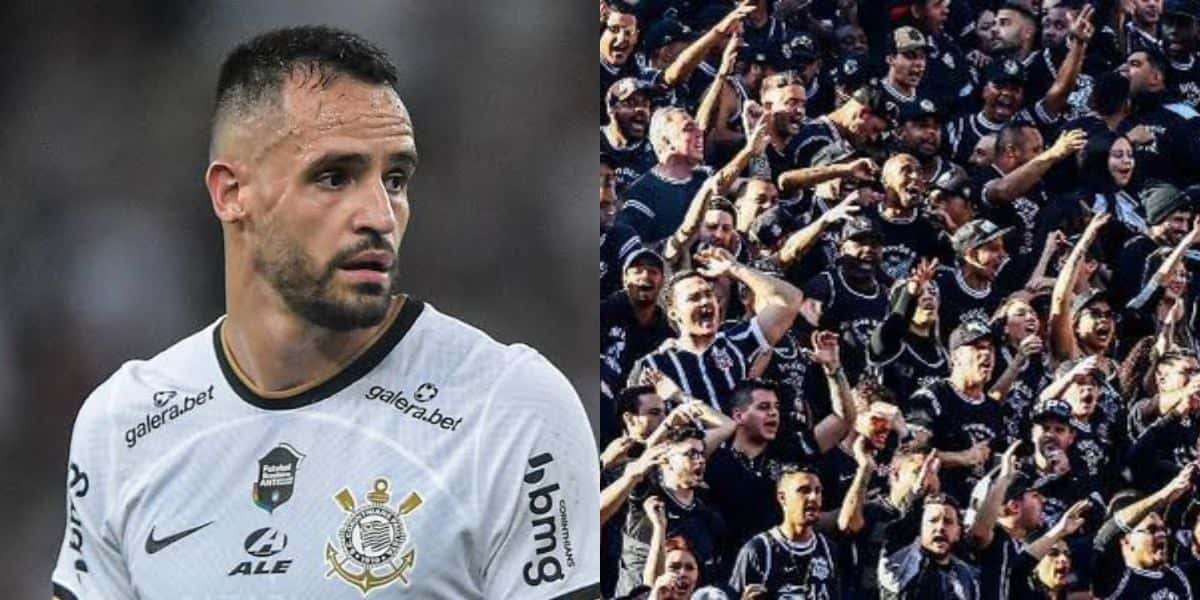Renato Augusto e torcida do Corinthians (Foto - Montagem TV Foco).