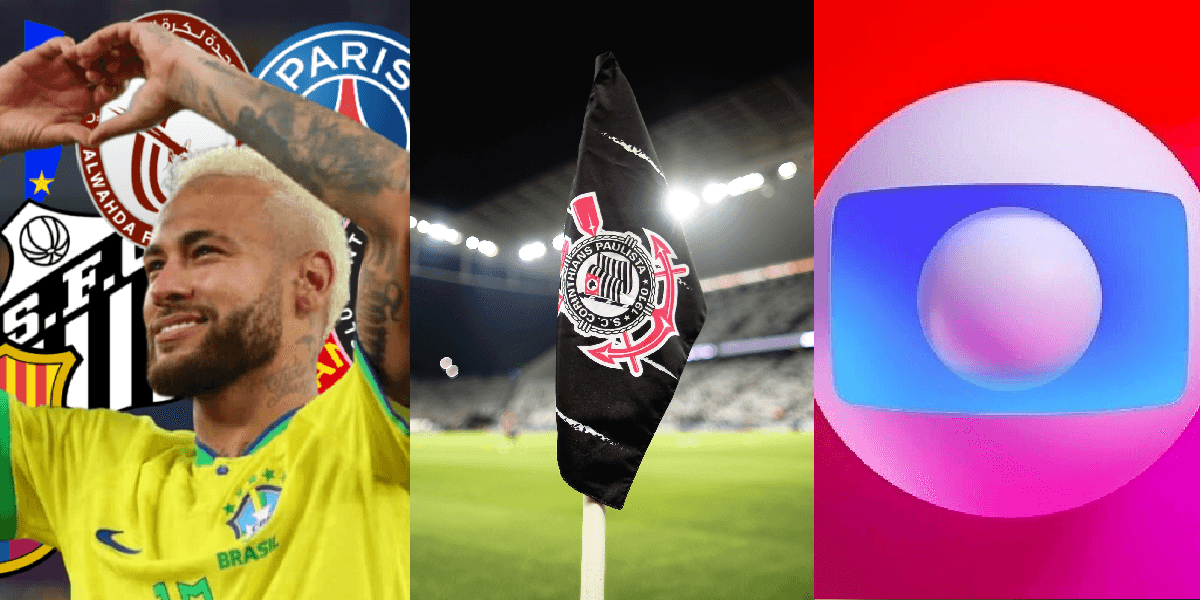 Neymar, bandeira do Corinthians e logo da Globo (Foto: Montagem/ TV Foco)