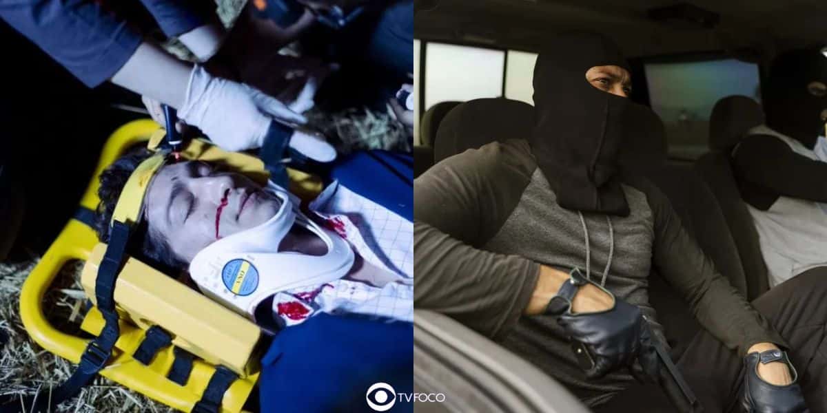Daniel e bandidos em Terra e Paixão (Foto: Reprodução / Globo / Montagem TV Foco)
