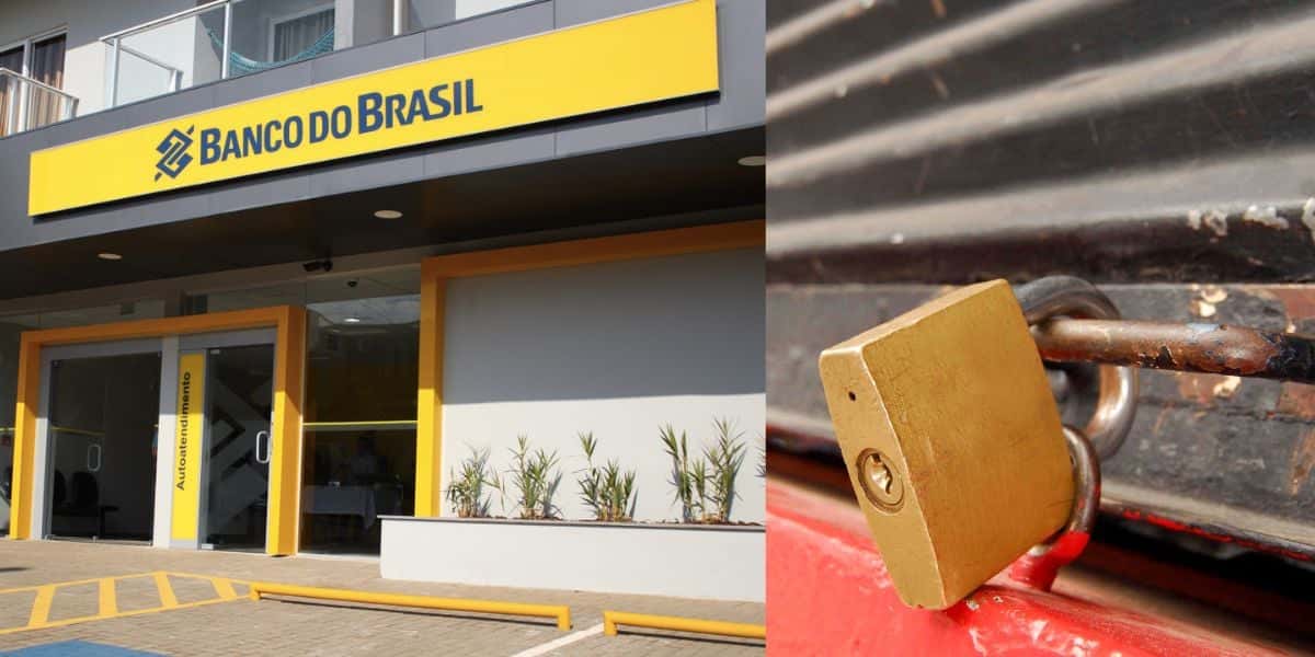 Agência do Banco do Brasil e loja fechada (Fotos: Reproduções / internet / Canva)