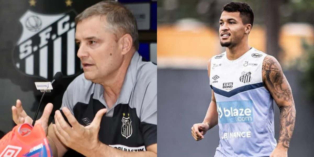 Aguirre e Marcos Leonardo, do Santos (Foto - Montagem TV Foco).