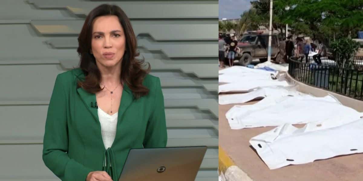 Ana Paula Araújo no Bom Dia Brasil e cadáveres (Foto: Reprodução / Globo)