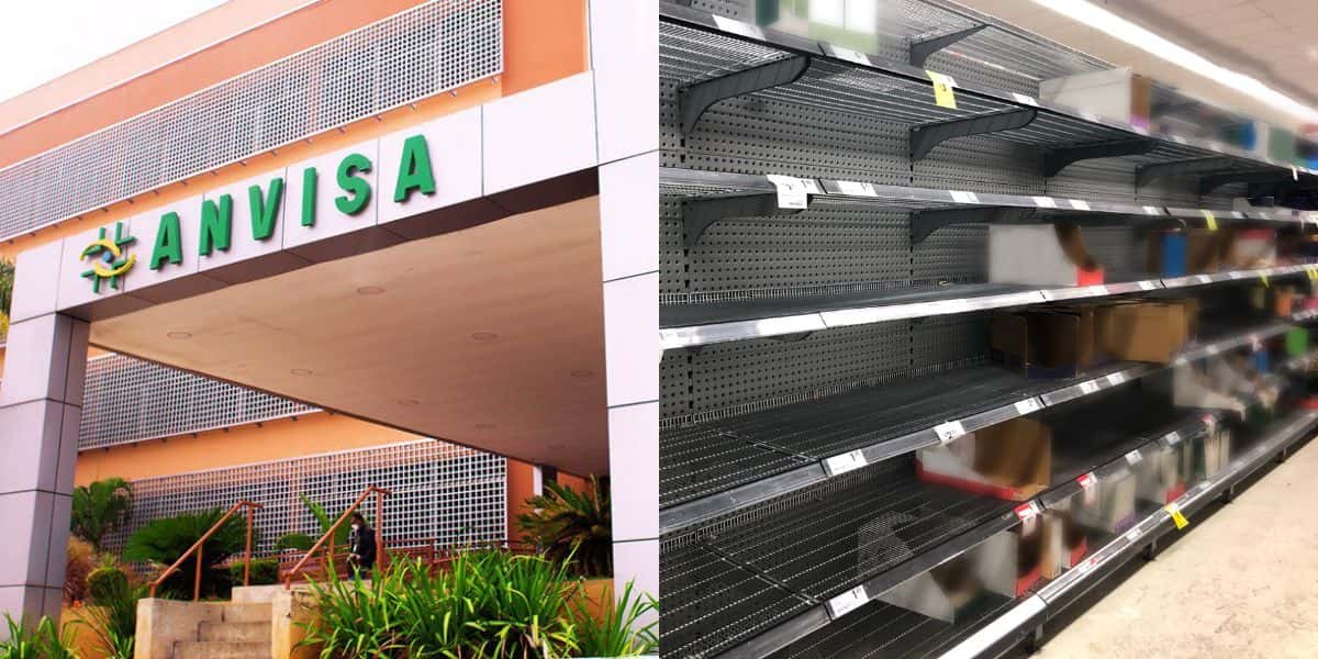 Fachada da Anvisa e prateleiras vazias - Foto Reprodução Internet