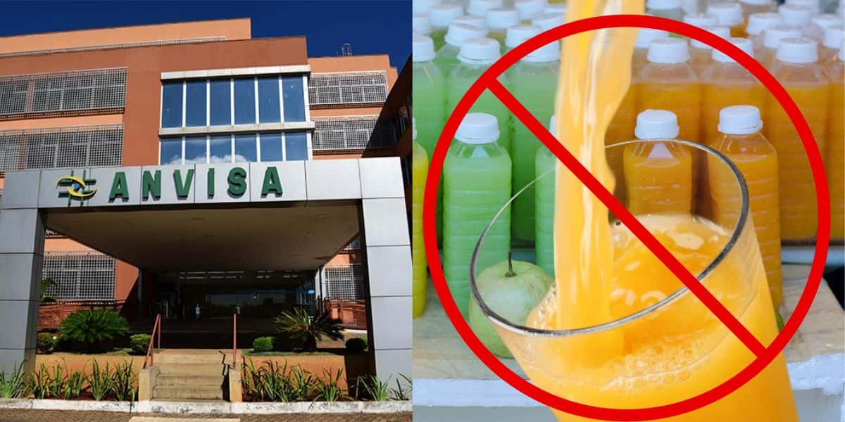 Fachada da Anvisa e suco proibido - Foto Reprodução Internet