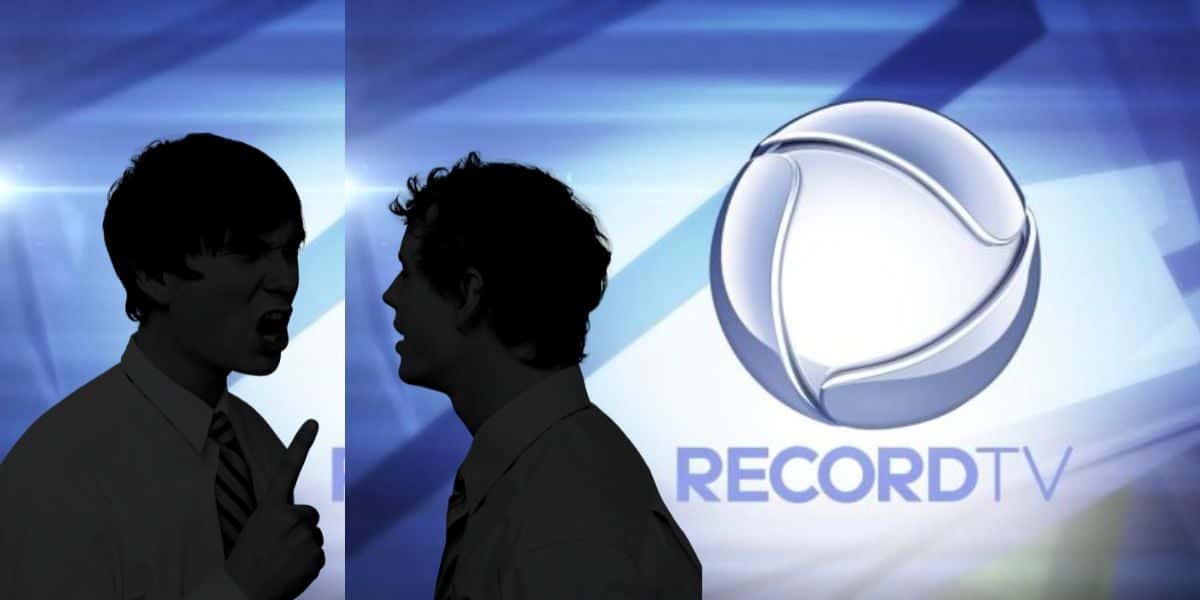 Sombra de pessoas discutindo e logo da Record - Foto Reprodução Internet