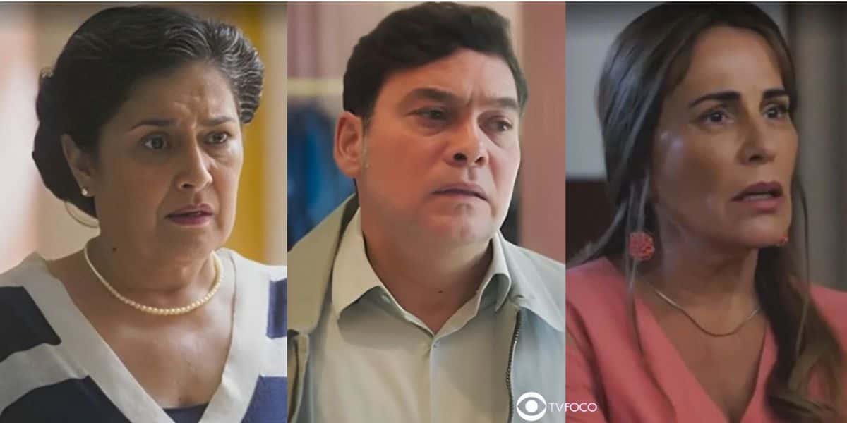 Angelina, Tadeu e Irene em Terra e Paixão (Foto: Reprodução / Globo / Montagem TV Foco)