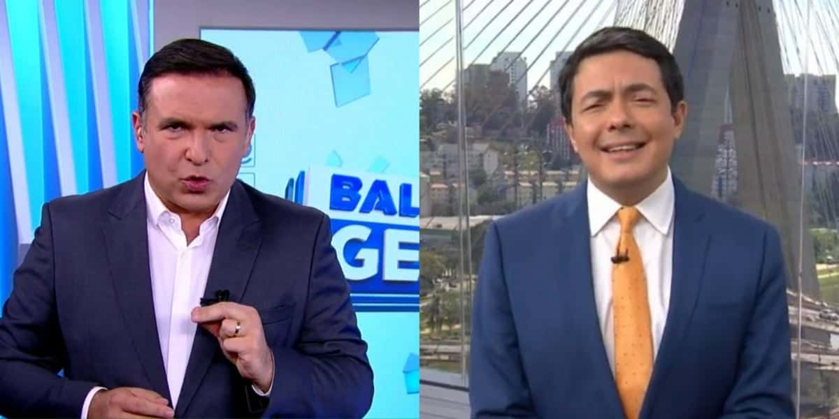 Reinaldo Gottino e Alan Severiano competiram por audiência (Foto: Reprodução/Record/TV Globo)