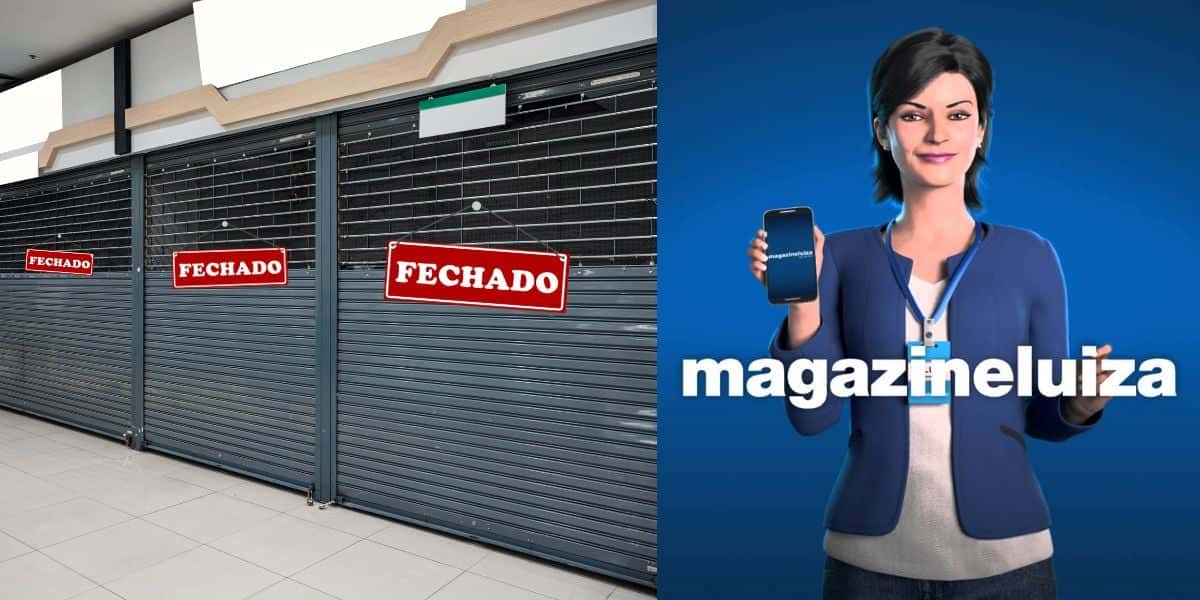 Lojas fechadas e logo da Magazine Luiza - Foto Reprodução Internet