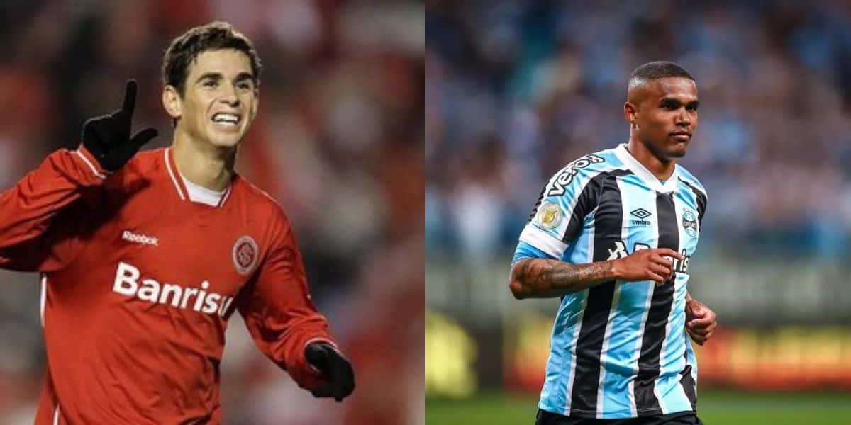 Oscar no Internacional e Douglas Costa do Grêmio (Reprodução - Internet)