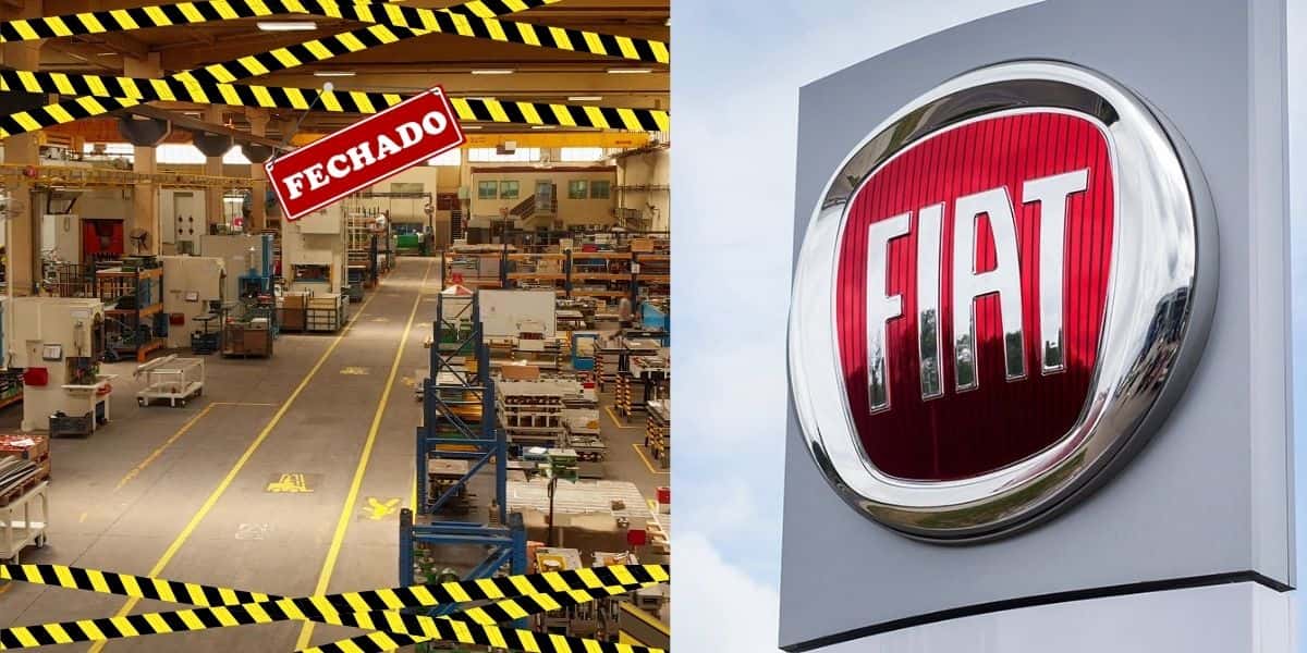 Paralisação de fábrica e logo da Fiat - Foto Reprodução Internet