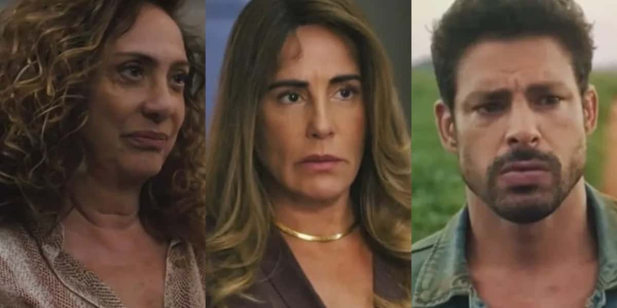 Agatha (Eliane Giardini) será exposta por Irene (Gloria Pires) para Caio (Cauã Reymond) em "Terra e Paixão" (Foto: Reprodução/TV Globo)