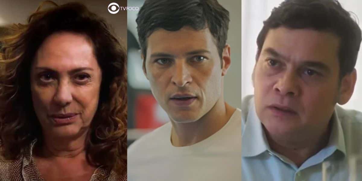 Agatha, Marino e Tadeu em Terra e Paixão (Foto: Reprodução / Globo / Montagem TV Foco)