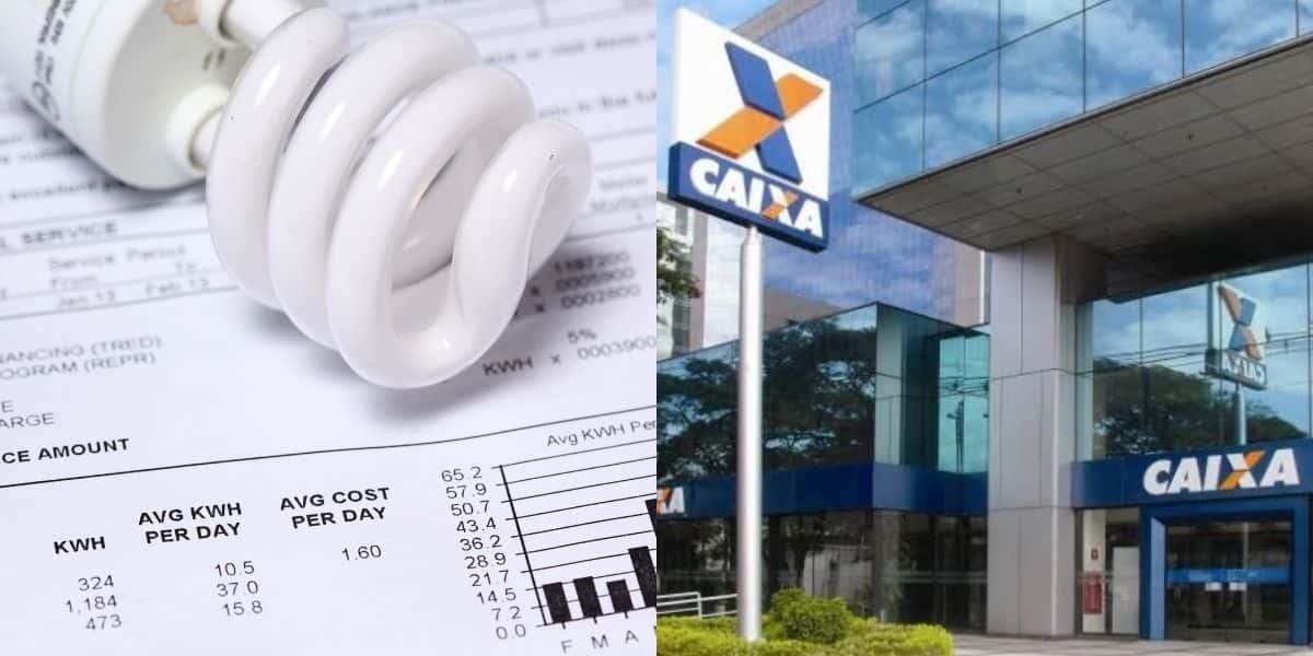 Conta de luz e fachada da Caixa (Foto: Reprodução / Internet)