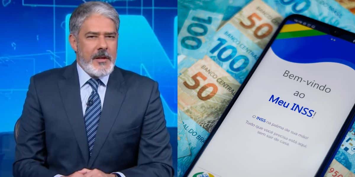 William Bonner deu notícia sobre o INSS (Foto: Reprodução / Montagem TV Foco)