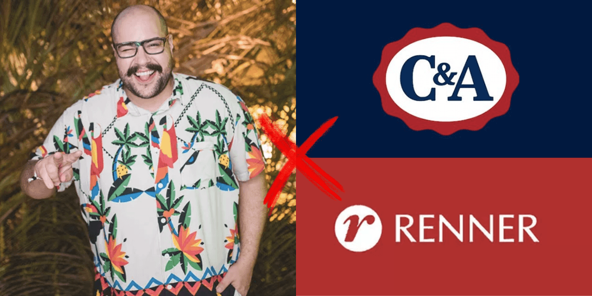 Tiago Abravanel, logo da C&A e Renner (Reprodução/Montagem TV Foco)