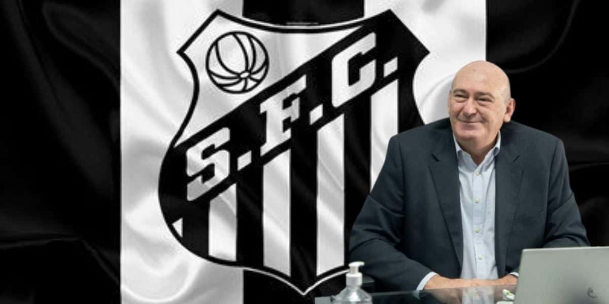 Andres Rueda e bandeira do Santos - Foto Reprodução Internet
