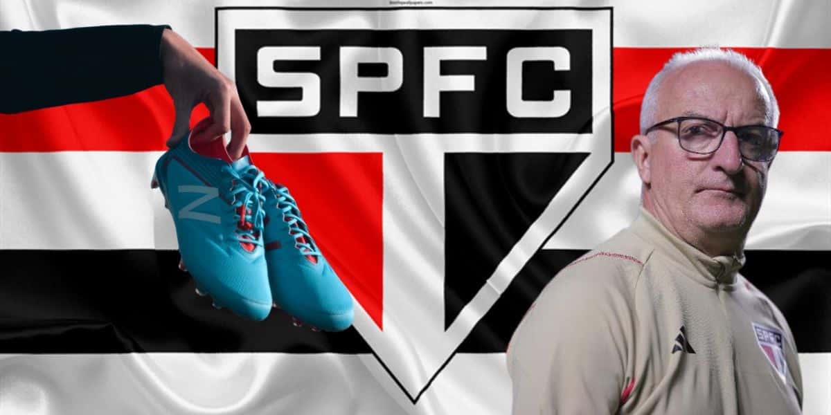 Bandeira do São Paulo, Dorival e craque entregando suas chuteiras - Foto Reprodução Internet