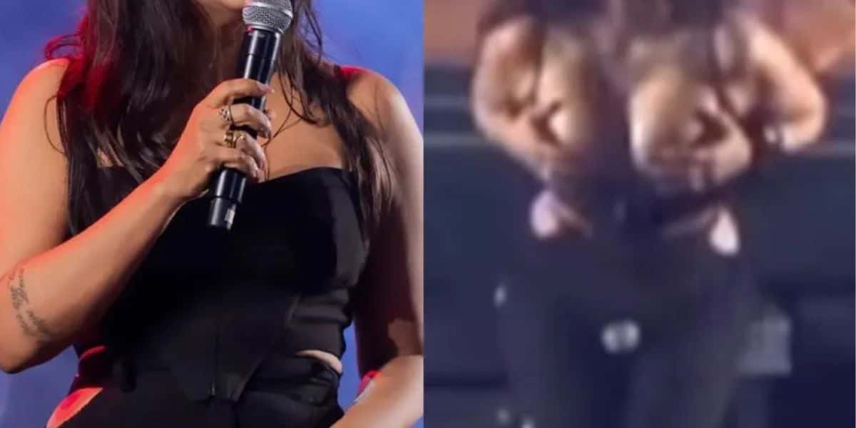 Cantora abaixa a blusa e coloca os seios pra fora em show - Montagem TVFOCO