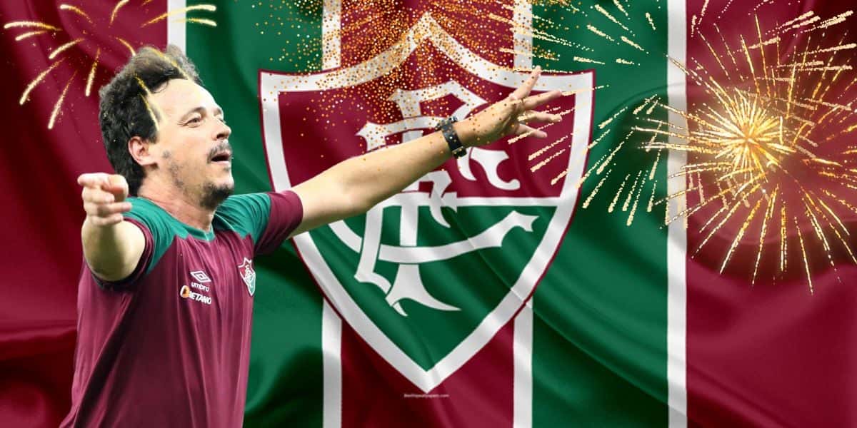 Fernando Diniz e bandeira do Fluminense - Foto Reprodução Internet