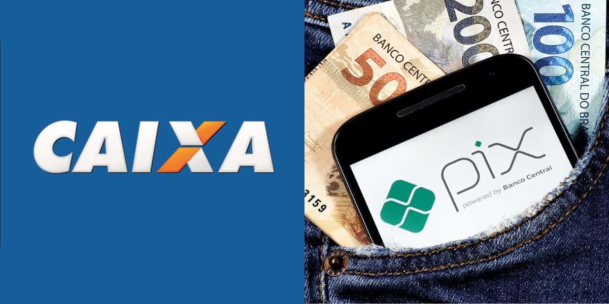 Logo da Caixa e PIX com dinheiro - Foto Reprodução /Internet
