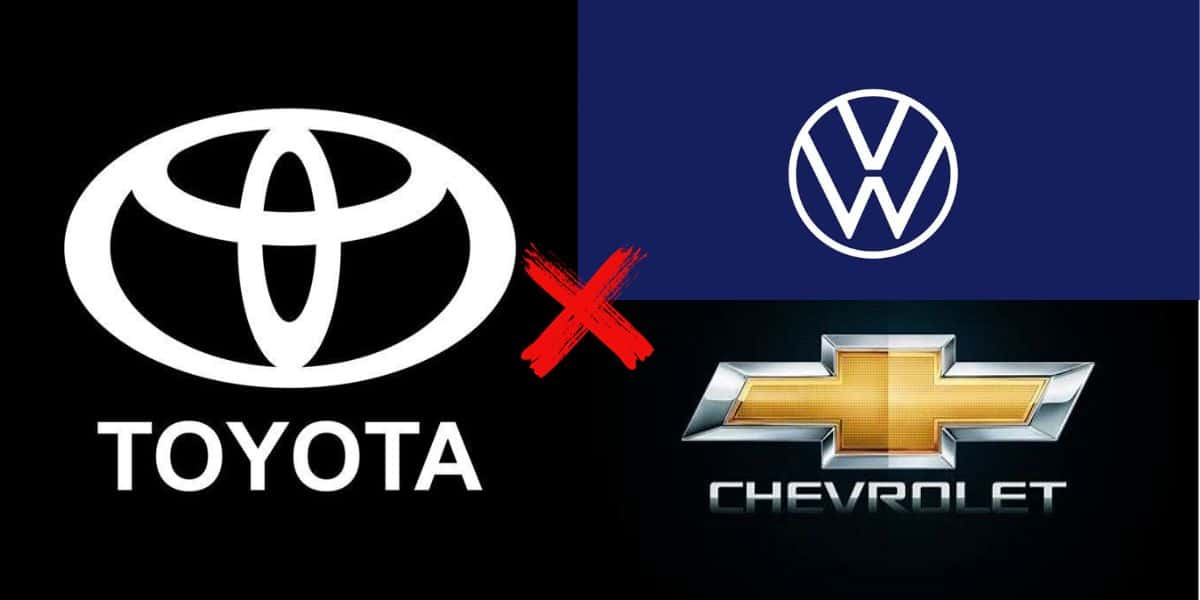 Logo da Toyota, Chevrolet e da Volks - Foto Reprodução Internet