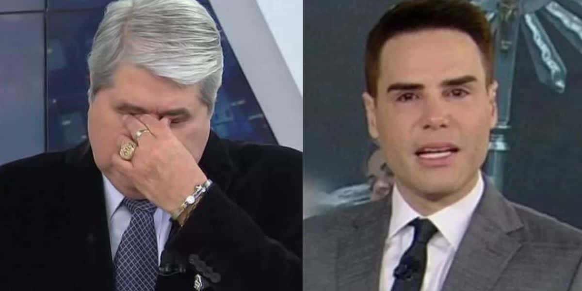 O choro copioso de Luiz Bacci, na Record, e Datena, na Band - Montagem TVFOCO