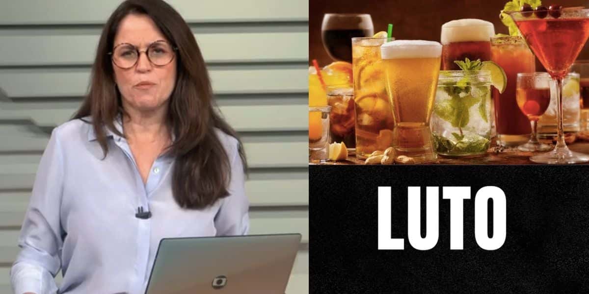Ana Luiza Guimarães no Bom Dia Brasil, bebidas e imagem de luto (Fotos: Reproduções / Globo / Internet / Canva)
