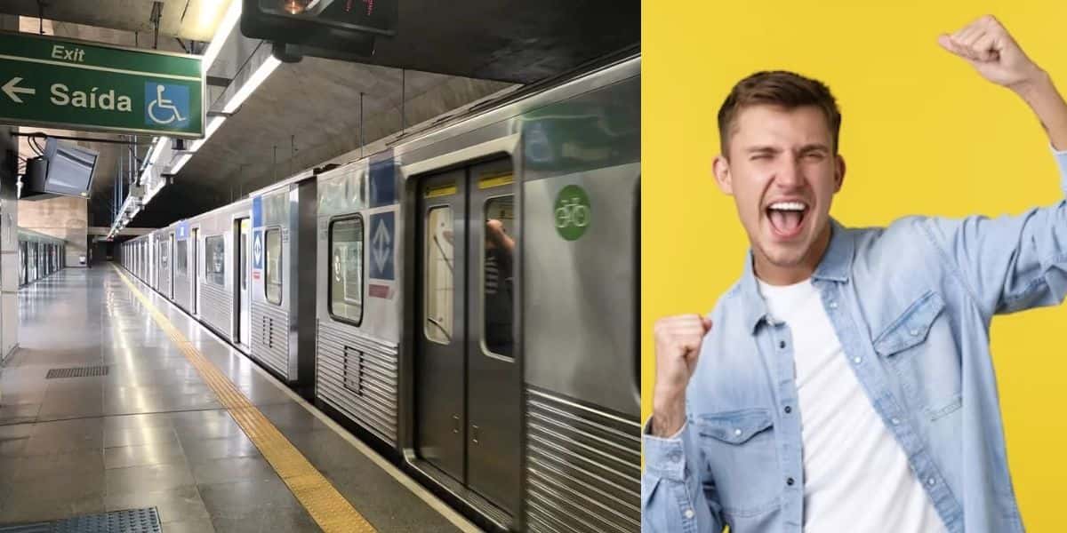 Metrô e pessoa comemorando (Fotos: Reproduções / Internet / Freepik)